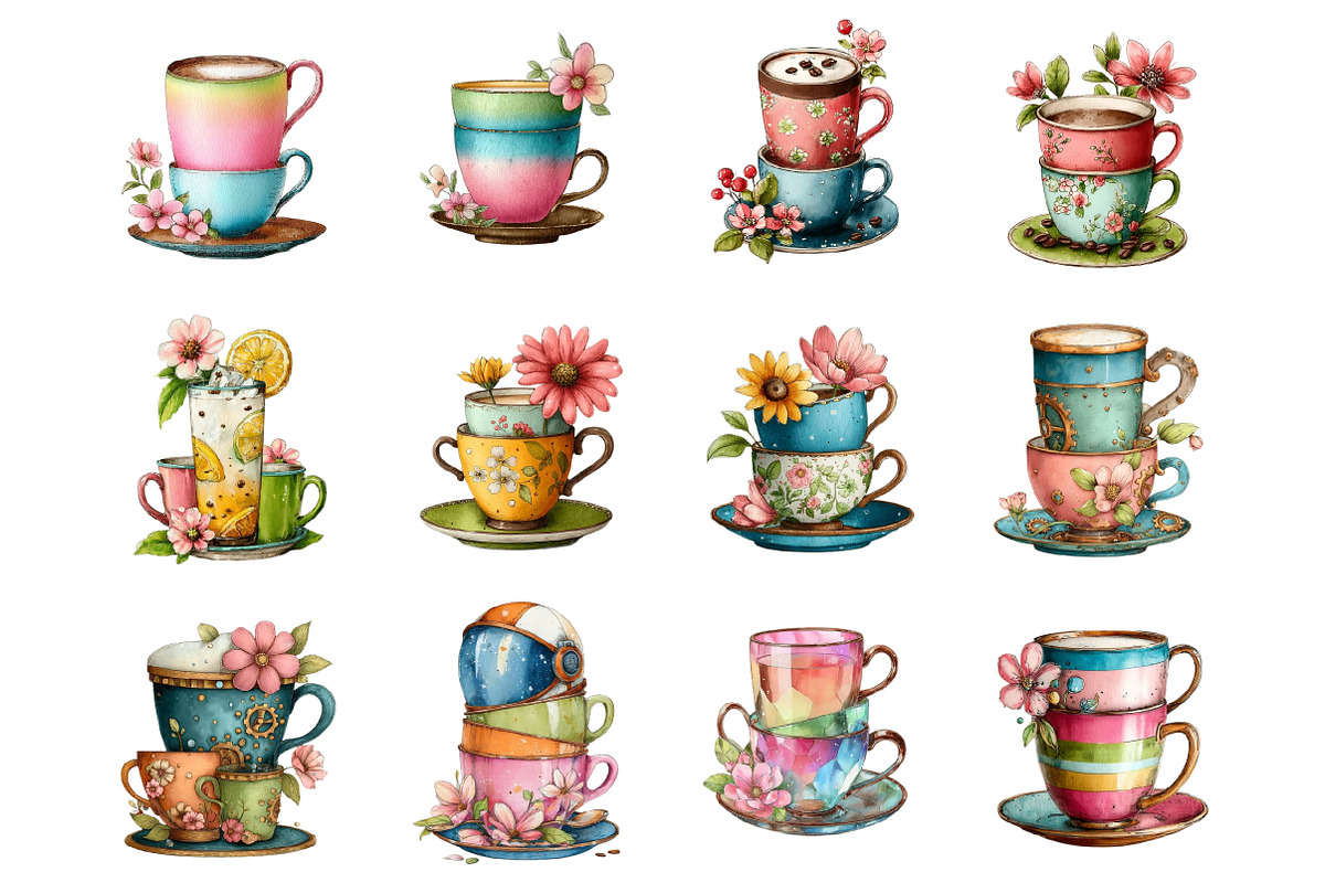 Whimsical Cups Clipart, an Illustration by Design Market (Photo 2 of 5)
