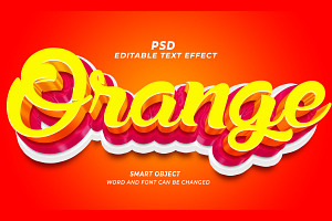 Orange PSD 3d Editable Text Effect