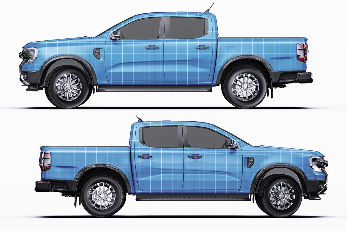 Modern Double Cab Pickup Mockup Set, a Product Mockup by Halal Graphic Studio (Photo 9 of 15)
