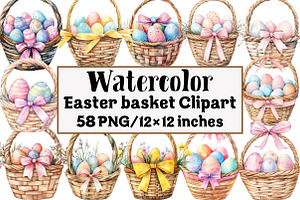 Easter basket Clipart, an Illustration by Design Market