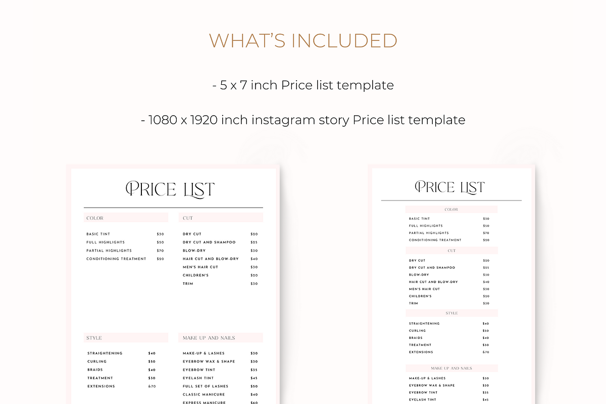 Price list for Canva template, a Social Media Template by Hellohastore (Photo 6 of 8)