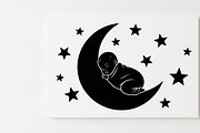 Adorable sleeping moon baby decor, an Illustration by Amazin_art (Thumbnail 13 of 25)