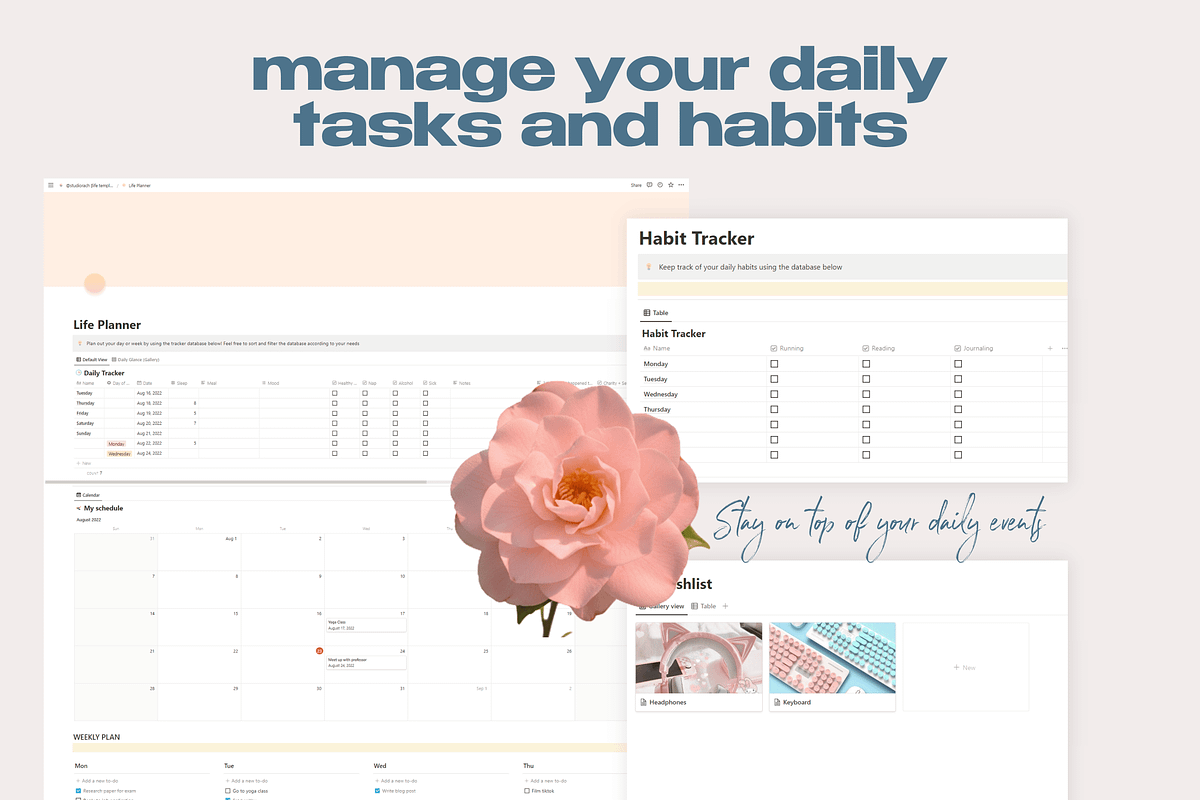 Dreamy Life Planner Notion Template, an App Template by studiorach (Photo 3 of 10)