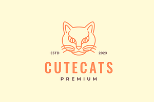head cat mascot character line logo, a Branding & Logo Template by devastd