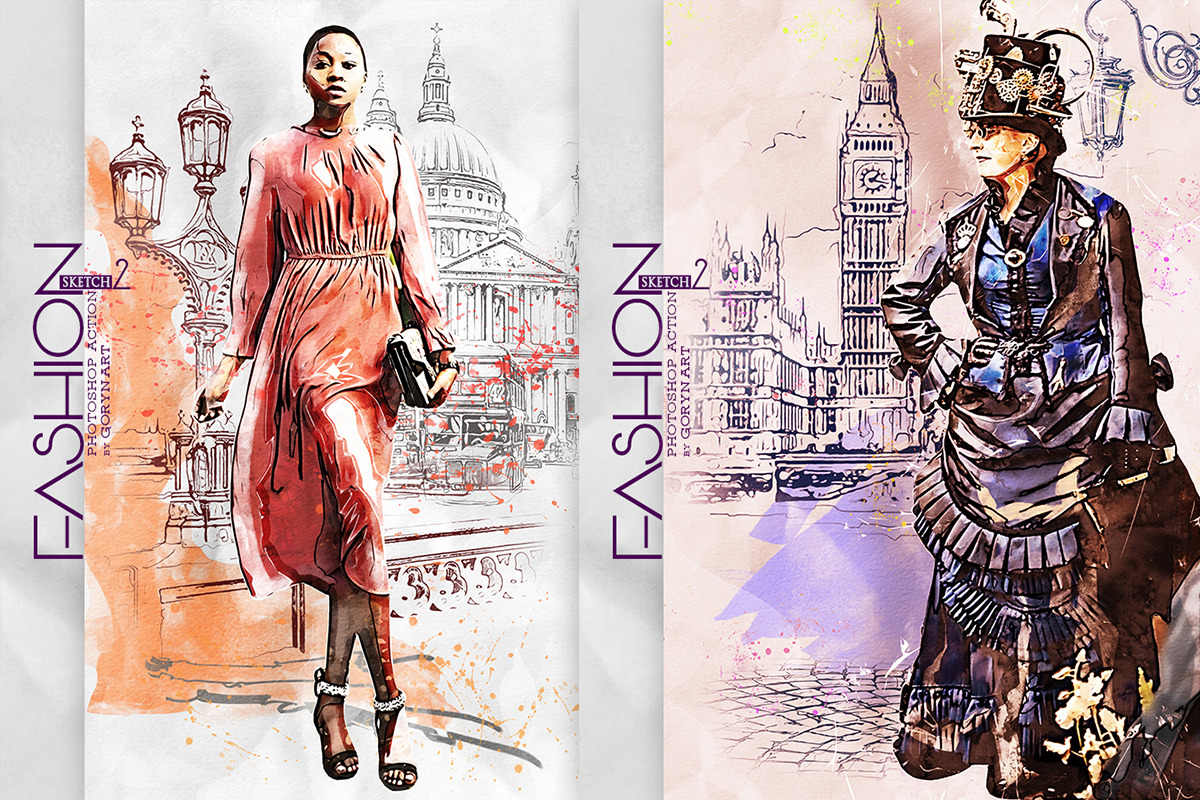 Fashion Sketch 2 Photoshop Action, an Action Add-On by GorynArt (Photo 11 of 11)