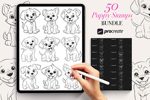 Cute Puppy Procreate Stamps