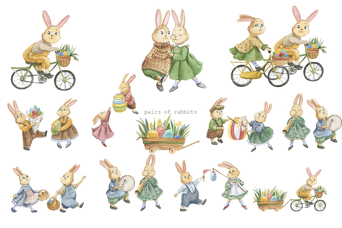 Easter Rabbit. Watercolor set, an Illustration by Love Watercolor Store (Photo 4 of 9)