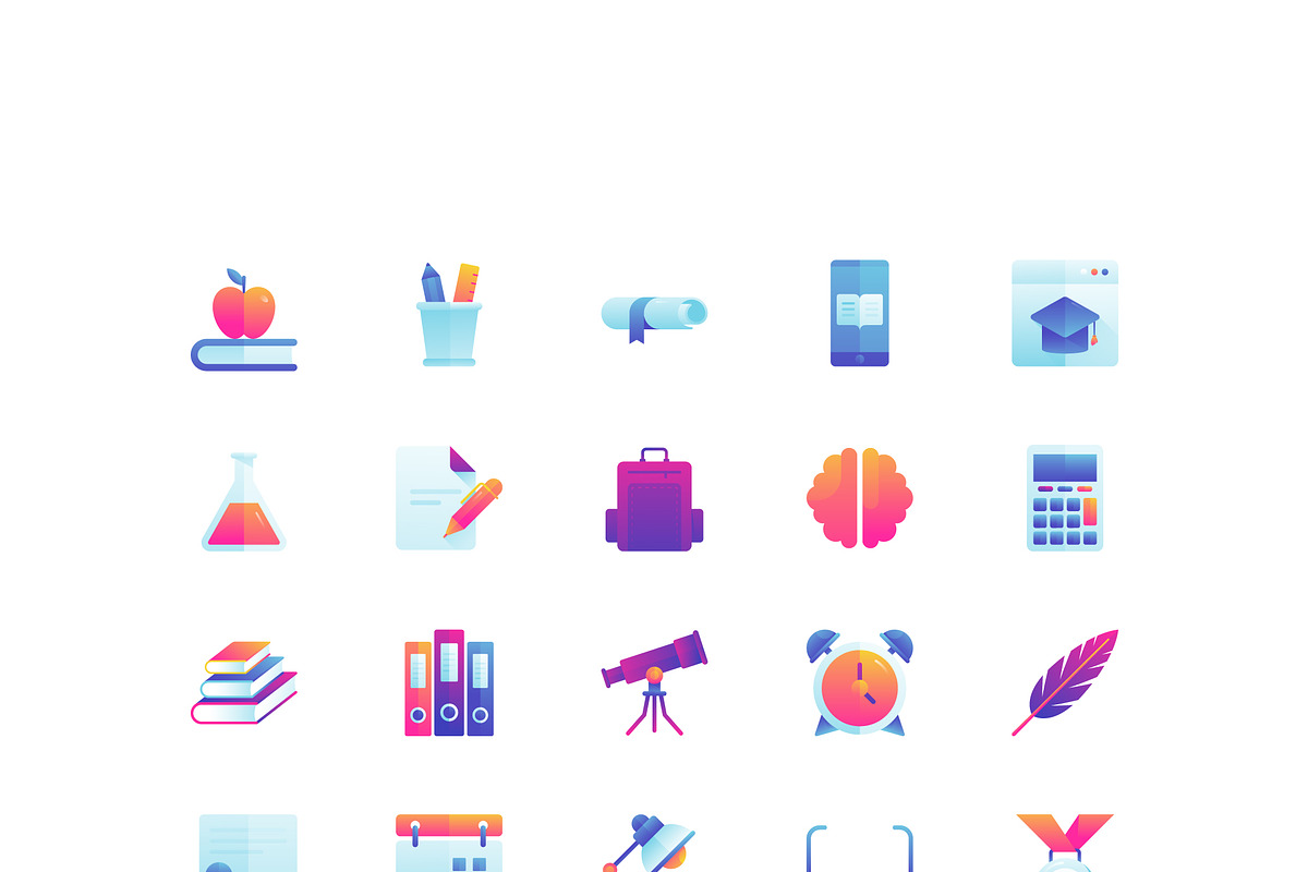 Education Gradient icon set, an Outline Icon by Creative-squad