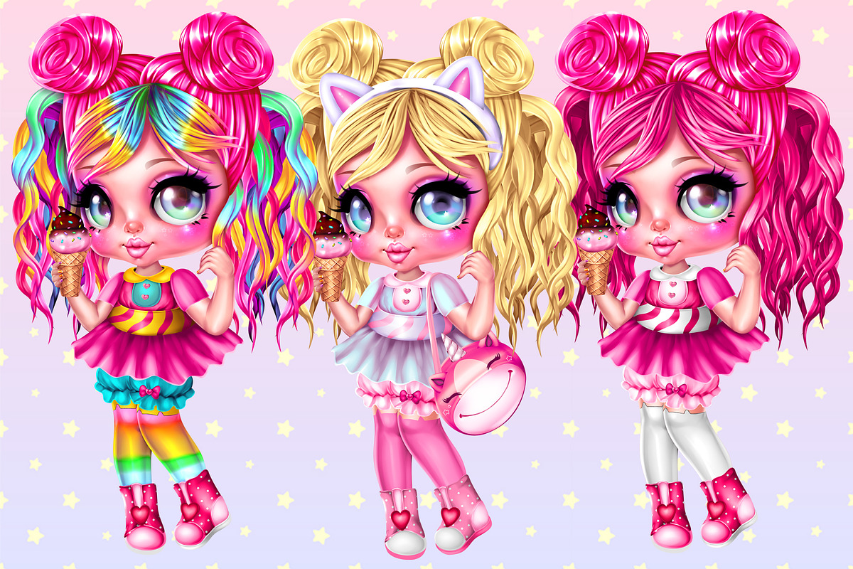 Ani Unicorn cute girl PSD/PNG, an Illustration by KawaiiFactory (Photo 2 of 2)