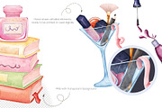 Watercolor Makeup Clipart PNG, an Object Illustration by Mespilia (Thumbnail 3 of 5)