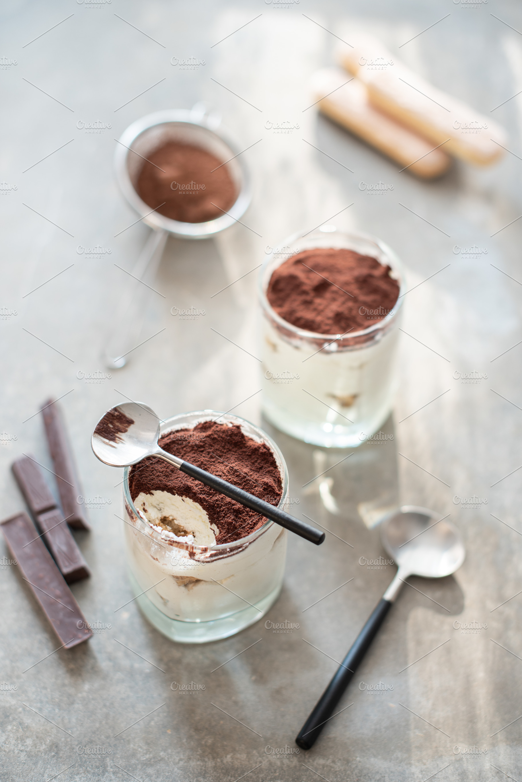 Homemade tiramisu featuring biscuits, cocoa, and coffee, a Food & Drink Photo by letterberry