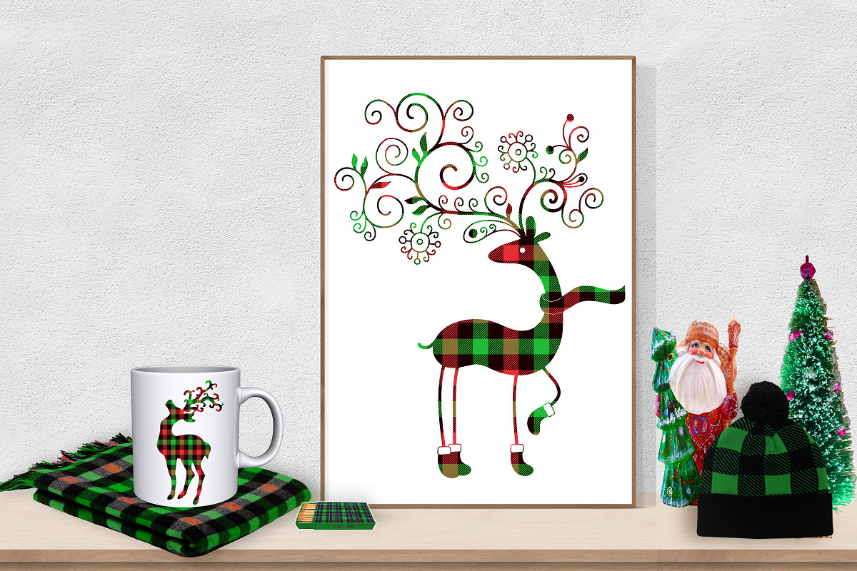 Christmas Buffalo Plaid Deer/Forest, an Animal Illustration by FrankiesDaughtersDesign (Photo 4 of 4)