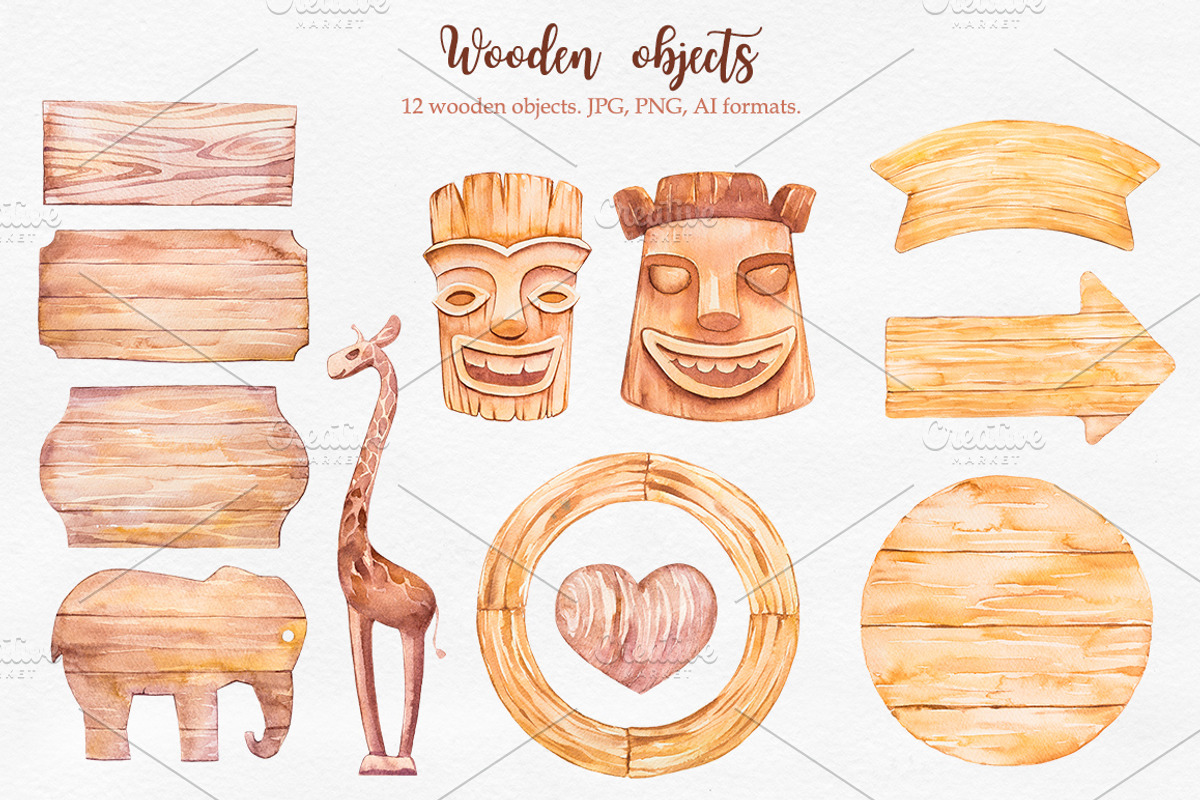Tropical. Watercolor illustrations., a Decorative Illustration by AlexGreenArt (Photo 9 of 12)