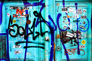 Blue door stock picture