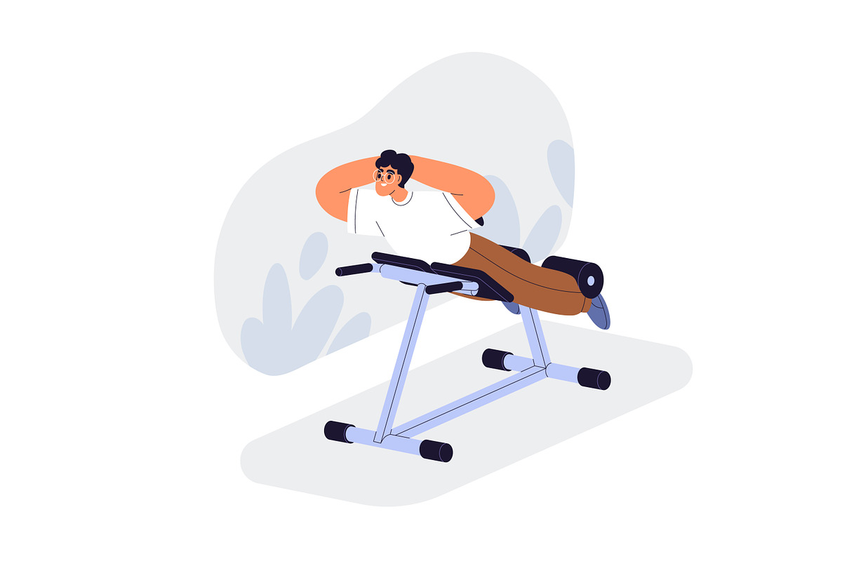 People do sport exercises in gym set, a Sport Illustration by Good Studio (Photo 2 of 15)