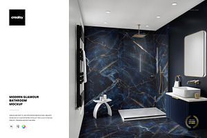 Modern Glamour Bathroom Mockup, a Household Mockup by creatsy5