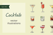 Cocktail set 2. Vector illustrations, a Food Illustration by Svitlo illustrations (Thumbnail 1 of 4)