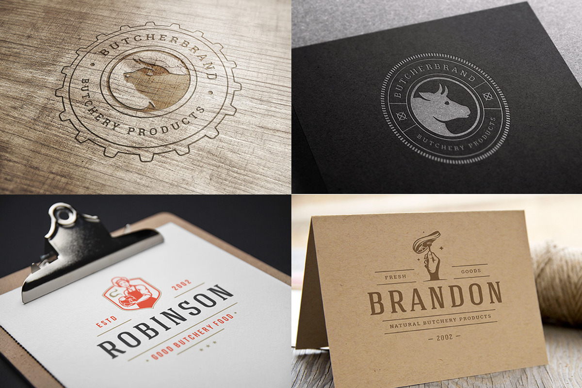 18 Meat Food Logos and Badges, a Branding & Logo Template by Vasya Kobelev (Photo 8 of 12)