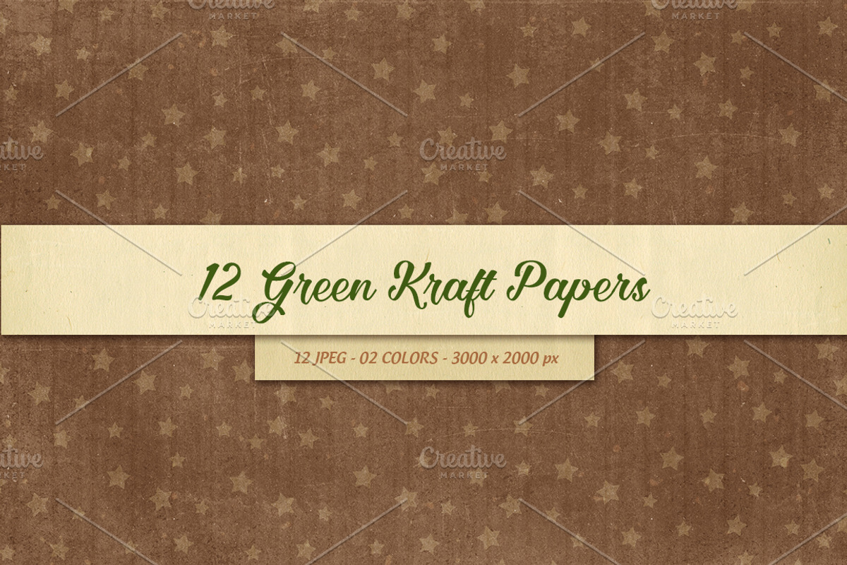 12 Green Christmas Kraft Papers, a Texture Graphic by Orange Fox (Photo 2 of 3)