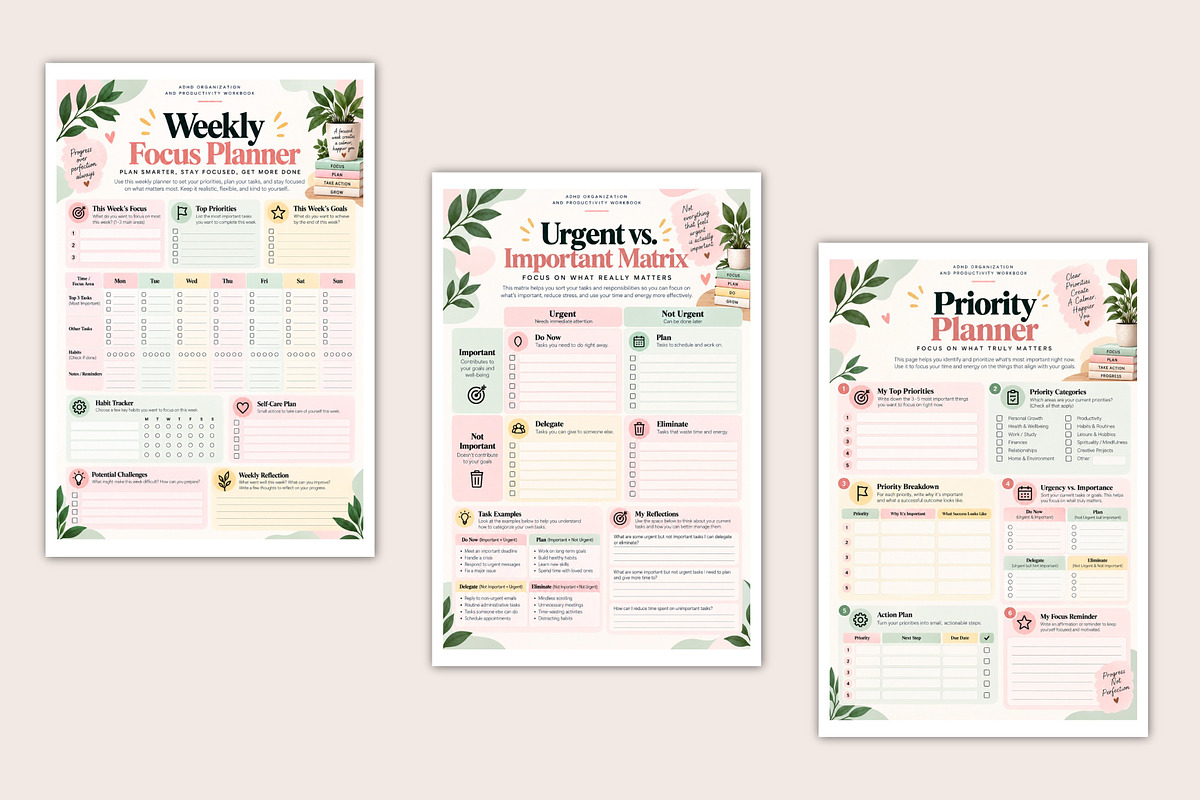 ADHD Organization and Productivity, a Stationery Template by Designmela01 (Photo 4 of 5)