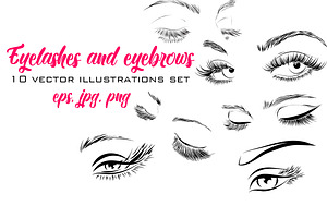 Eyelashes and Eyebrows Vector