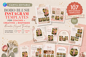 BOHO Blush Canva Instagram Templates