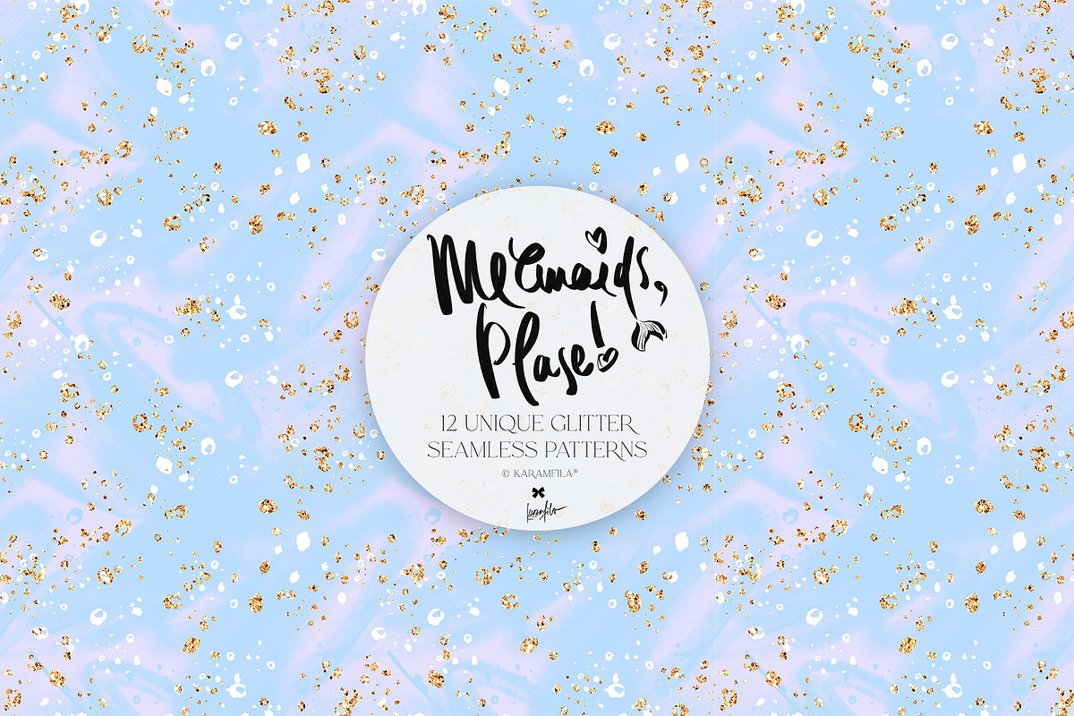 Mermaid Glitter Seamless Patterns, a Texture Graphic by KaramfilaS (Photo 9 of 15)