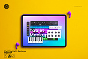 iPad Mockup (11inch) with Earphones, a Product Mockup by Custom Scene (Thumbnail 1 of 8)