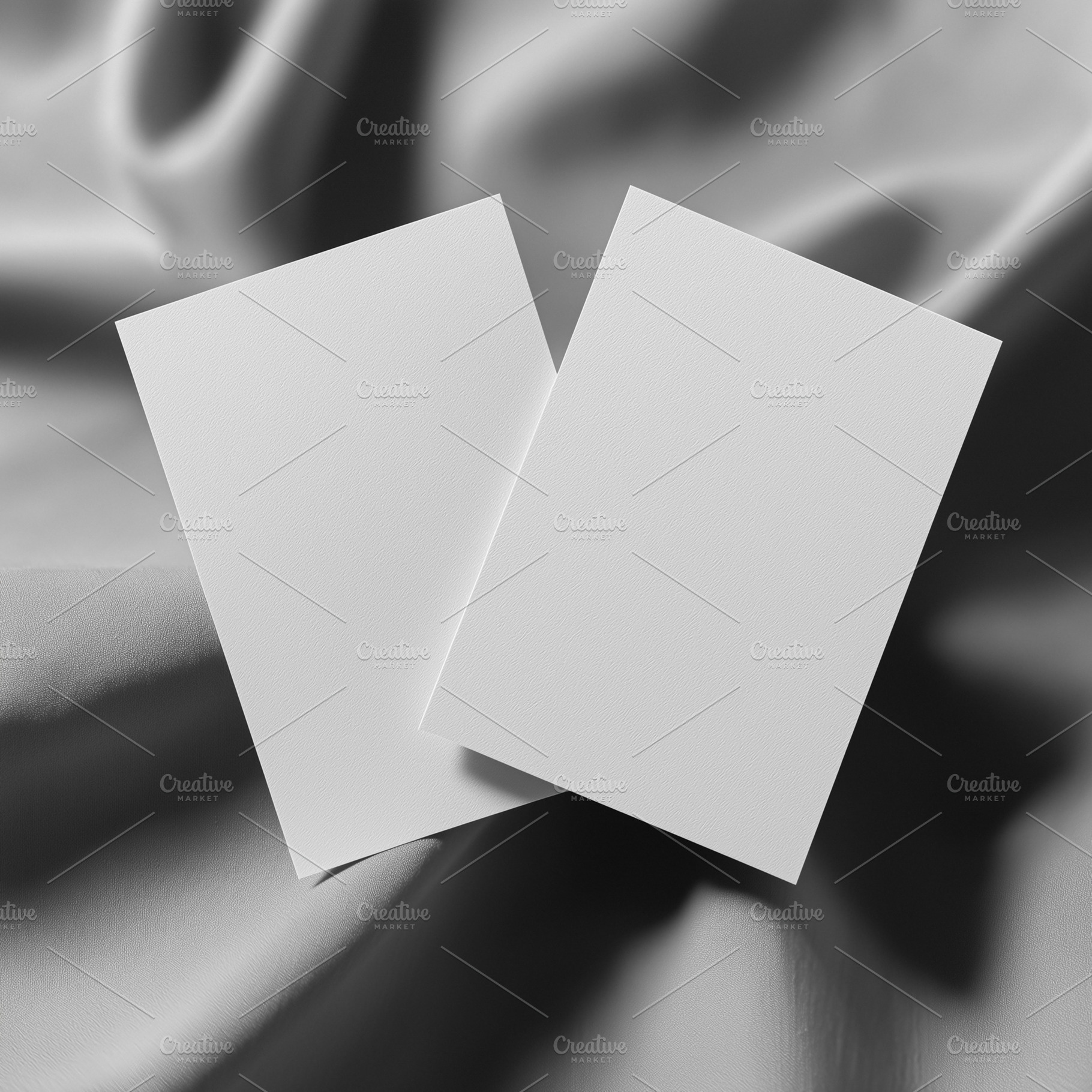 Two blank white business cards presenting branding mockup template on minimalis, a Holiday Photo by Studio ANNA