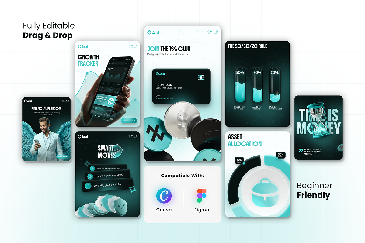 Zalat Fintech & Crypto Instagram Kit, a Social Media Template by Sooni Gaad (Photo 5 of 9)