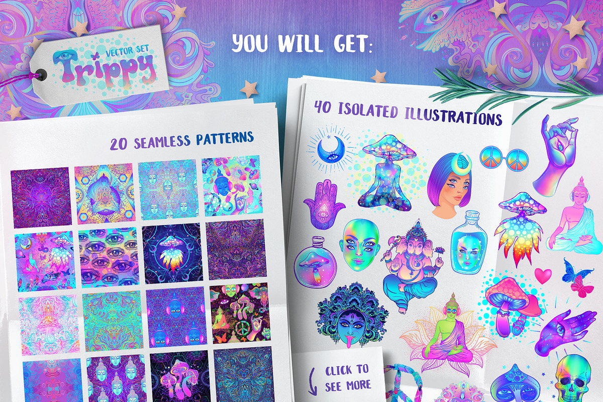 Trippy Vector Set of 60, an Animal Illustration by Varvara Gorbash (Photo 9 of 9)