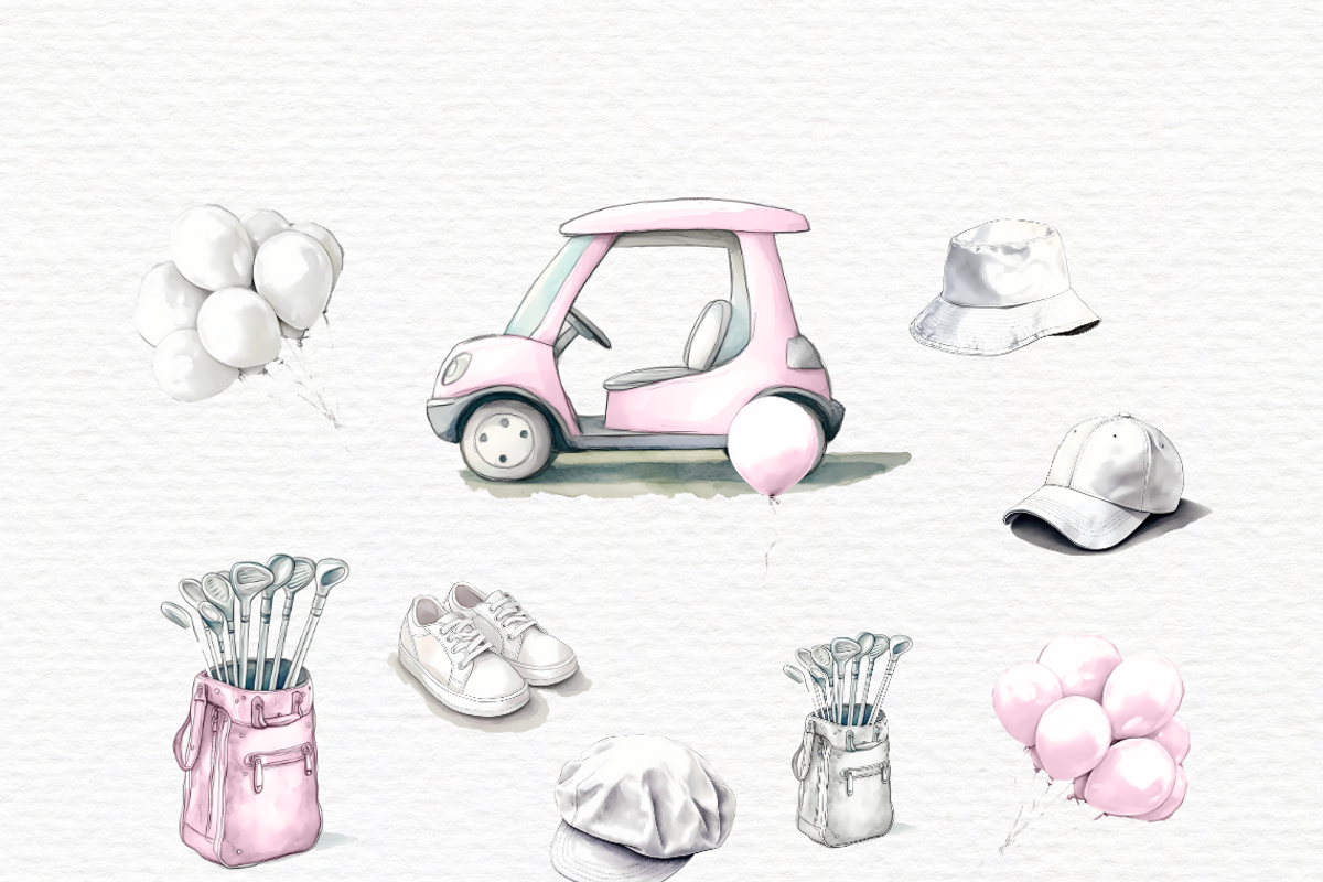 Watercolor golf cart clipart, a Transportation Illustration by Invite to Clipart (Photo 3 of 5)