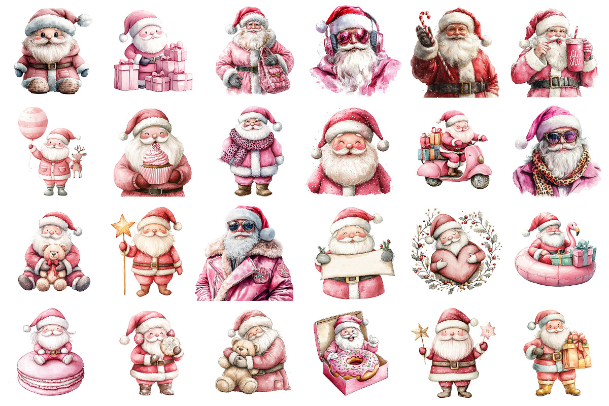 Pink Trendy Christmas Santa Png, an Illustration by SinaCreation (Photo 2 of 5)