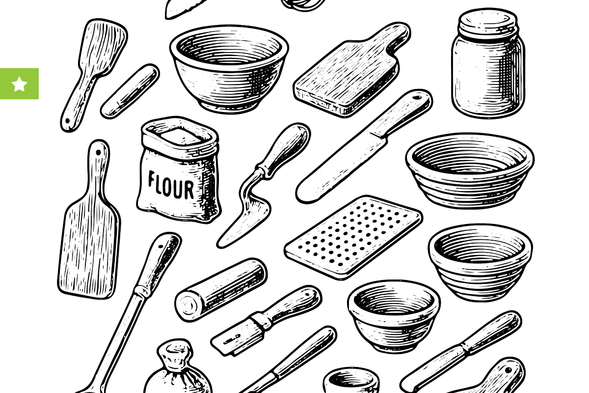Vintage Baking Tools Illustrations, an Object Graphic by RT Studio (Photo 2 of 3)