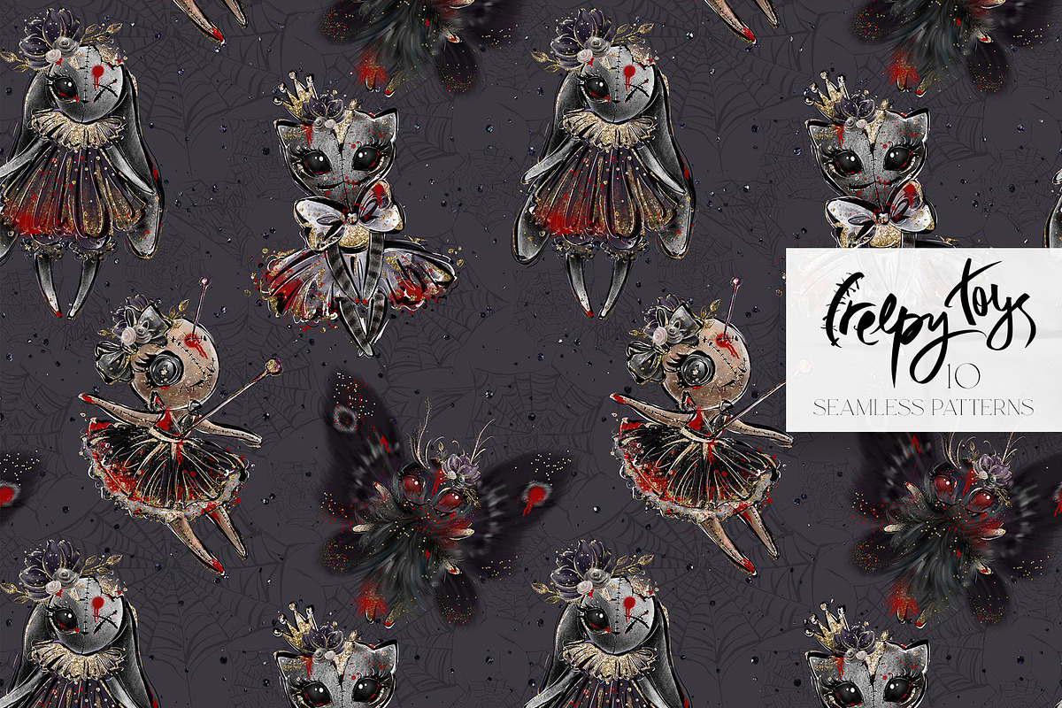 Creepy Halloween Voodoo Patterns, a Pattern Graphic by KaramfilaS (Photo 4 of 14)