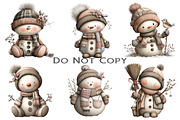Whimsical Patchwork Snowman Clipart, an Illustration by Craft Nest (Thumbnail 9 of 9)