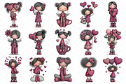 Whimsical Cupid Valentine Clipart, an Illustration by cherrydesign (Thumbnail 3 of 4)