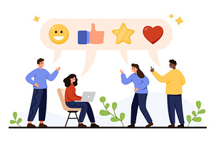 Team Sharing Feedback and Opinions, a Technology Illustration by Flashvector