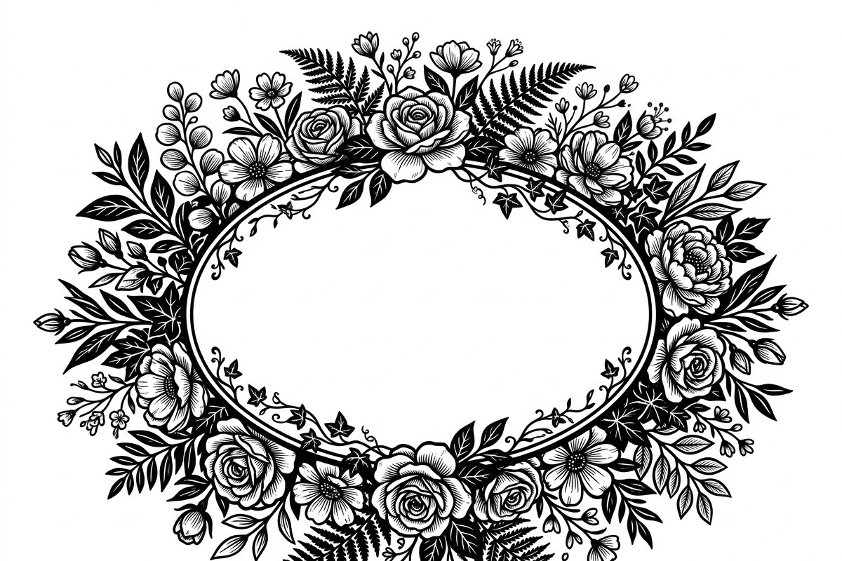 50 Elegant Floral Oval Mirror Frame, a Decorative Illustration by Amazin_art (Photo 26 of 34)