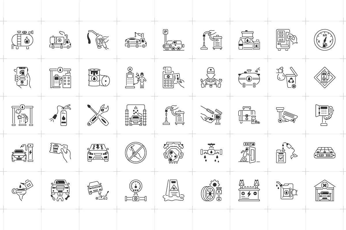 Gas Station Icon Collection, an Outline Icon by Prosymbols (Photo 4 of 5)