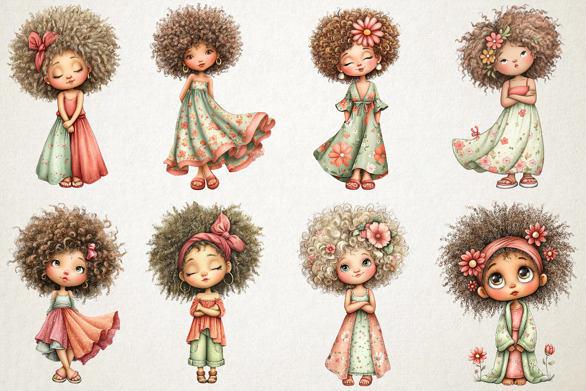 Fluffy Hair Summer Mom Clipart, an Illustration by RobertsArt (Photo 4 of 5)