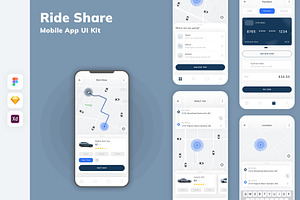 Ride Share Mobile App UI Kit, an UI Kit Template by uicube