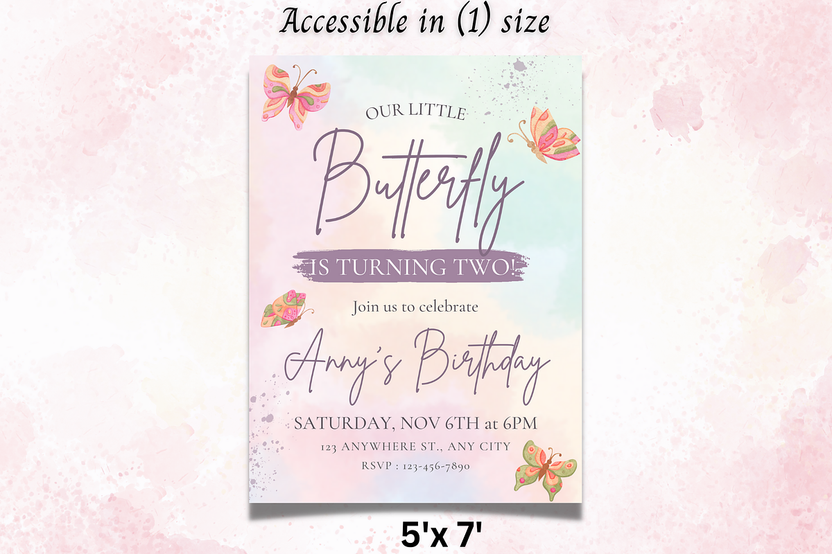 Butterfly Birthday Card Template!, a Print Template by TheSimplySereneShop (Photo 3 of 6)