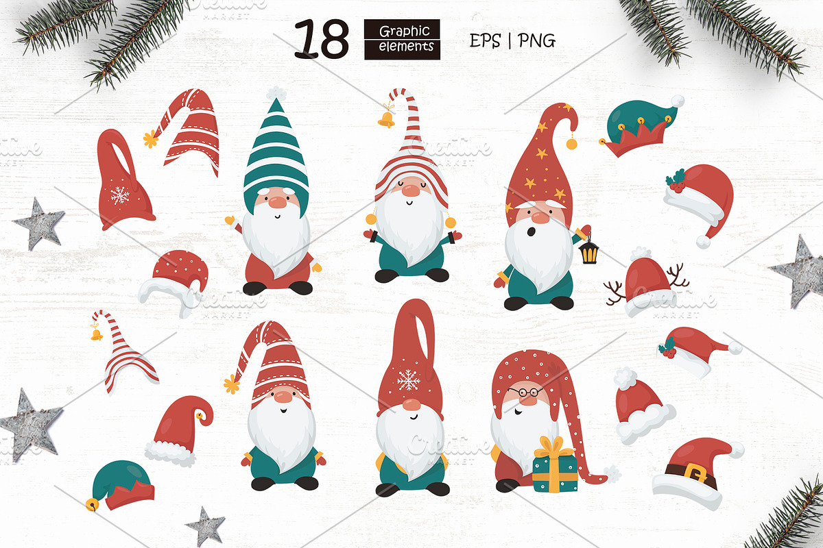 Christmas Gnomes and  Patterns, a Wallpaper Graphic by Nafanya (Photo 3 of 12)