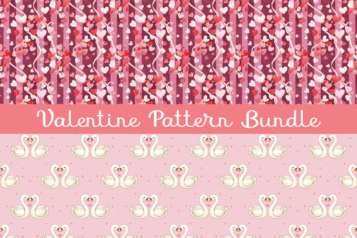 Valentine Pattern Heart Bow Bundle, a Pattern Graphic by DreamCafeArt