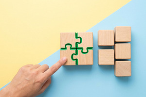 Wooden Block with Puzzle Pattern, a Business Photo by thepslr