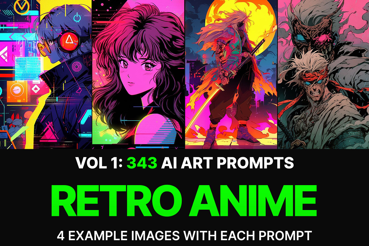 451 Midjourney Retro Anime Prompts, a Person Illustration by Sevenstyles