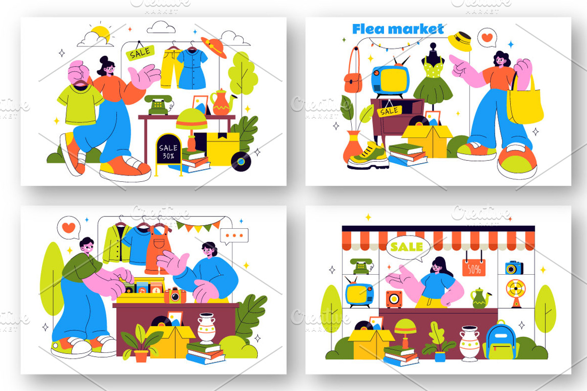 10 Flea Market Vector Illustration, an Object Illustration by denayunebgt (Photo 3 of 4)