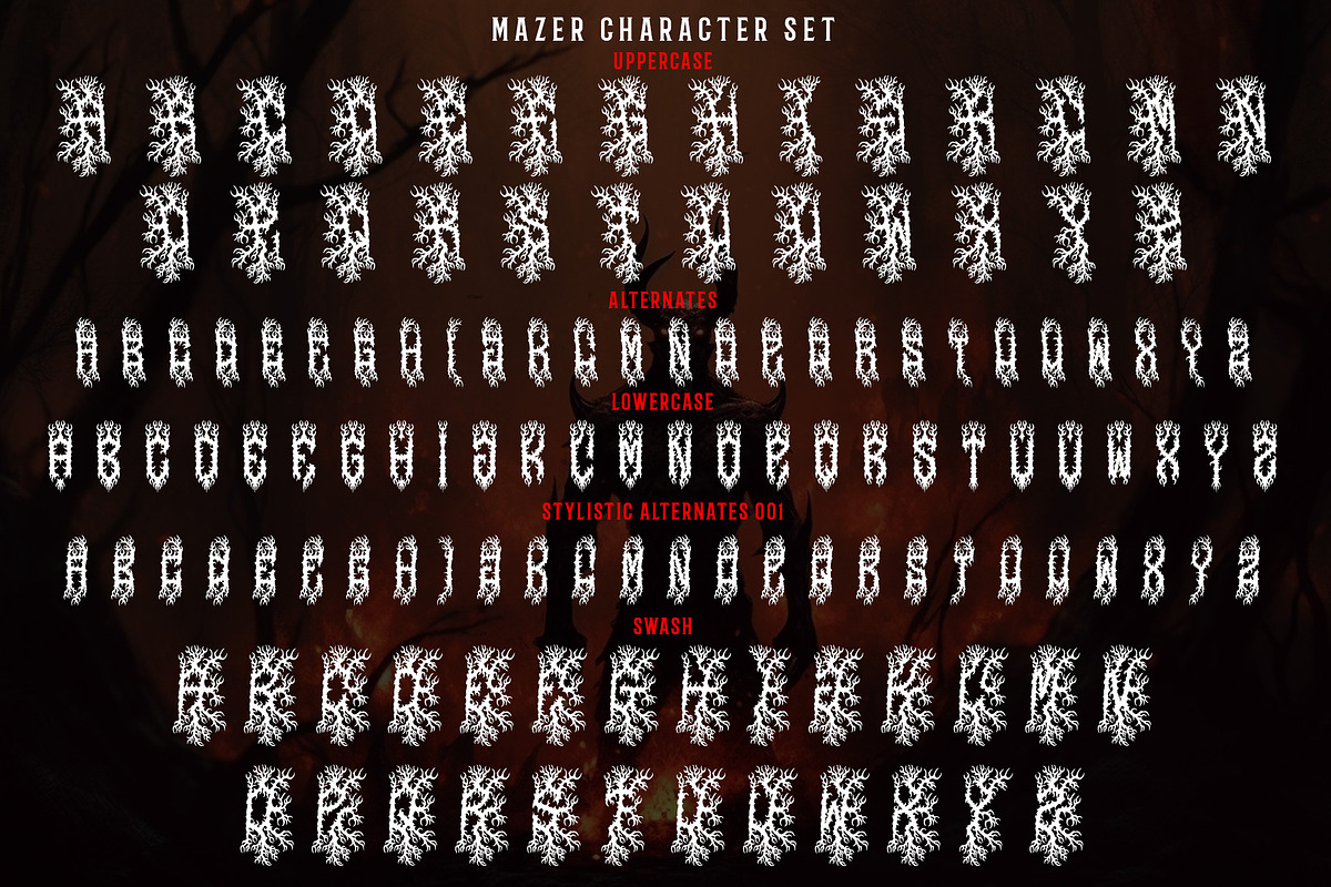 MAZER METAL – Death Metal Font, a Blackletter Font by Fonday Studio (Photo 7 of 8)