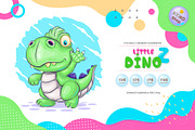 Cartoon dino walking. Tshirt, PNG., an Animal Illustration by KENO Mascots (Thumbnail 1 of 4)